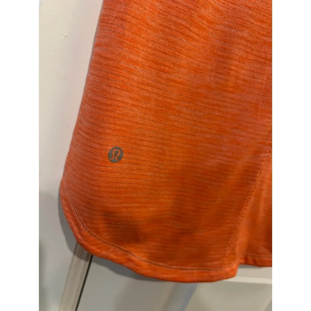 Lululemon Athletica Women Orange Space Dye Short Sleeve Tee Top (1199)